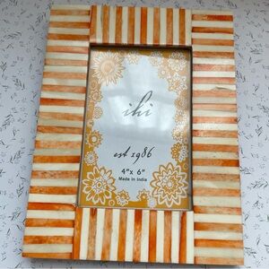 Buffalo Bone Inlay Orange Striped Photo Frame Fits 4x6 photo